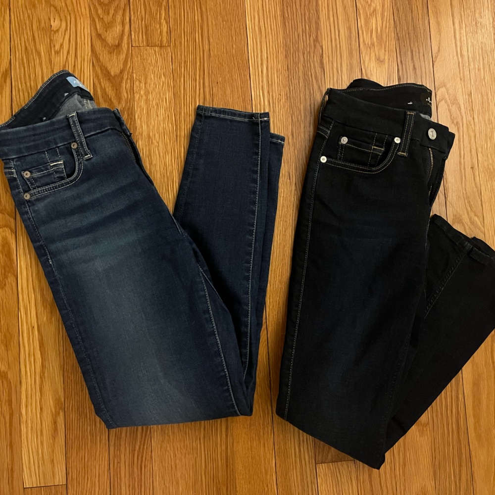 7 For All Mankind Jeans - 2 pairs - “The Ankle Skinny” style - both size 24